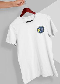 Alternative view of Kauno S.Dariaus ir S.Girėno gimnazijos vyriški/unisex marškinėliai su antsiuvu