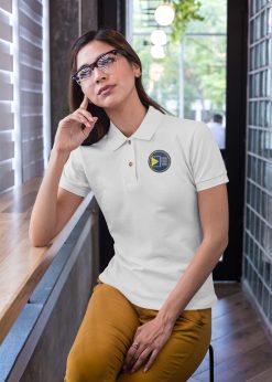 Alternative view of Kauno S.Dariaus ir S.Girėno gimnazijos moteriški polo marškinėliai su antsiuvu